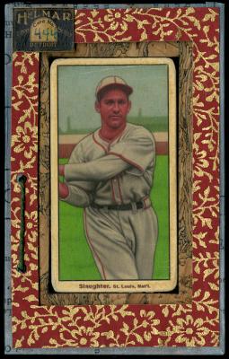 Picture, Helmar Brewing, T206-Helmar Card # 444, Enos SLAUGHTER (HOF), Batting follow through, St. Louis Cardinals